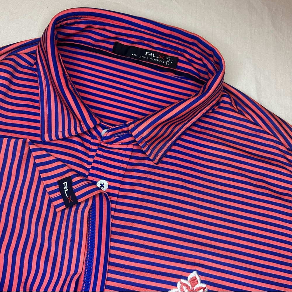 Ralph Lauren Men's Pink and Blue Striped Polo